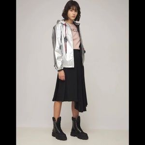 MONCLER Ladies Black Asymmetric Pleated Skirt, Brand Size 46